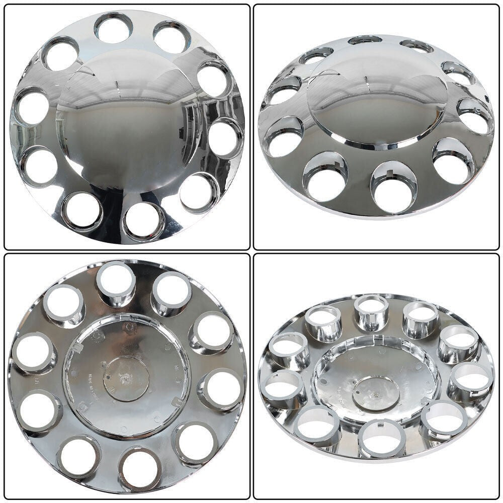 Chrome Hub Cover Kit 33mm Front & Rear Lug Semi Truck Wheel Axle Covers