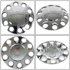 Chrome Hub Cover Kit 33mm Front & Rear Lug Semi Truck Wheel Axle Covers
