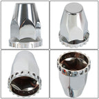 Chrome Hub Cover Kit 33mm Front & Rear Lug Semi Truck Wheel Axle Covers
