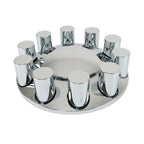 Chrome Front Axle Wheel Cover Hub Cap 33mm Thread-On Flat Head Lug Nuts