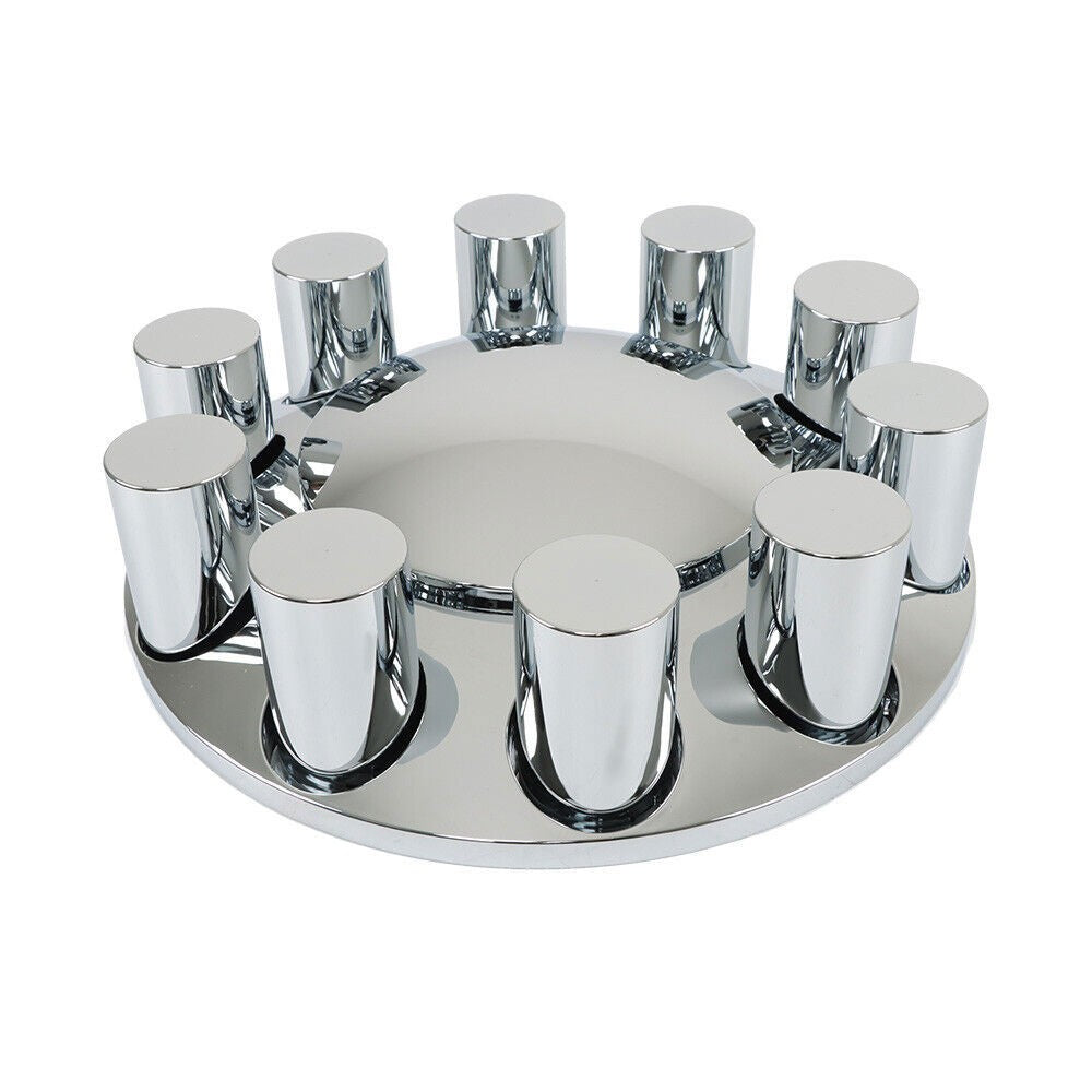Chrome Front Axle Wheel Cover Hub Cap 33mm Thread-On Flat Head Lug Nuts