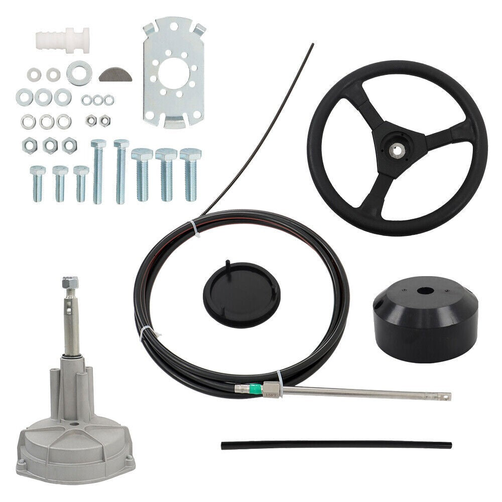 15ft Boat Steering Cable Rotary Wheel Outboard Steering System Kit