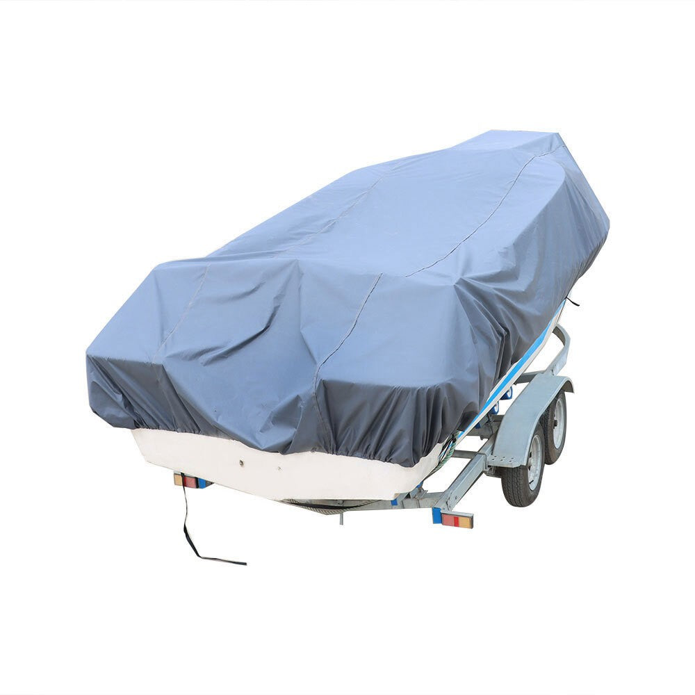 Gray 17-19ft Waterproof 600D Marine Polyester Boat Cover Trailerable Canvas