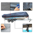Gray 17-19ft Waterproof 600D Marine Polyester Boat Cover Trailerable Canvas