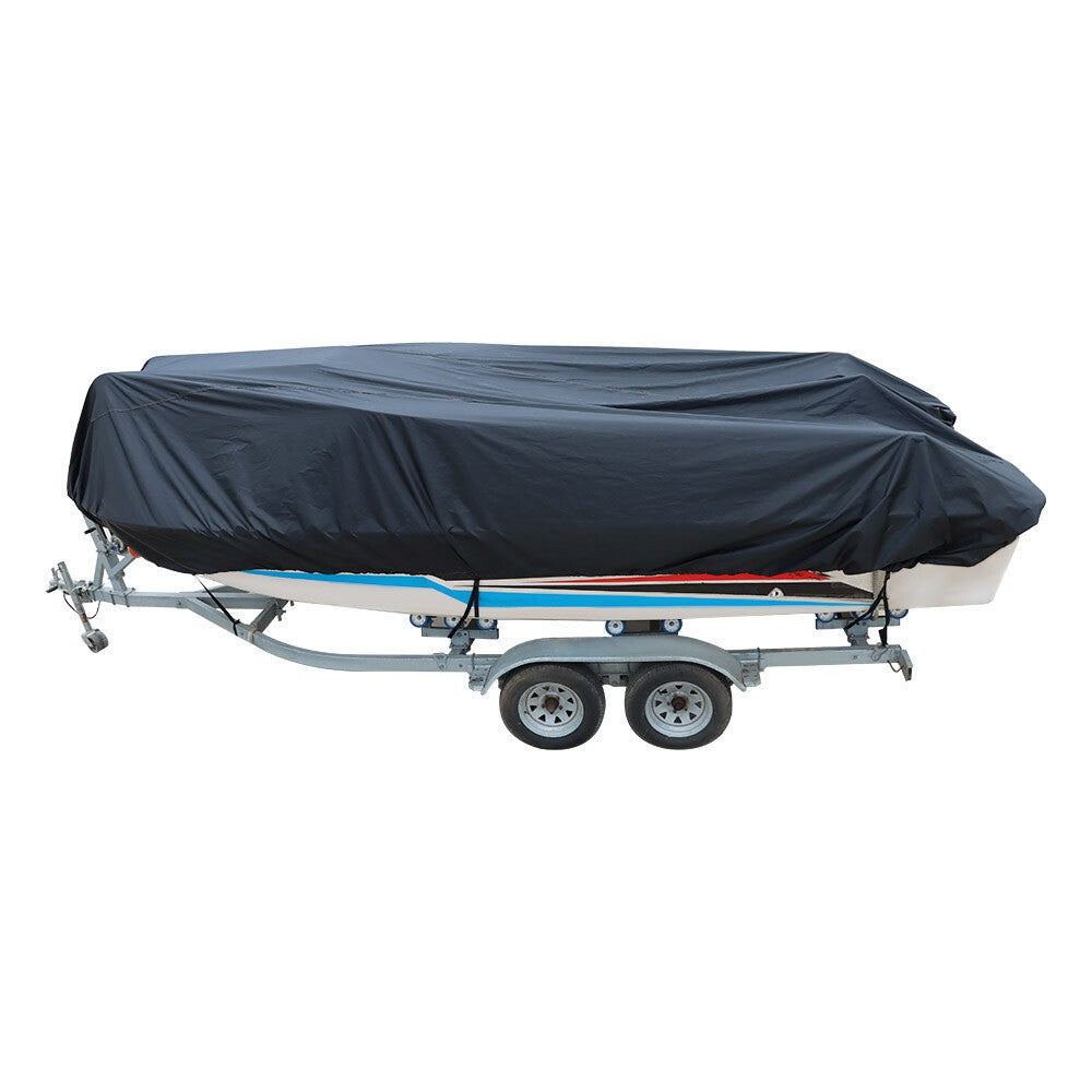 Waterproof Black V-Hull Fishing Boat Cover 14-16FT Trailerable Runabout