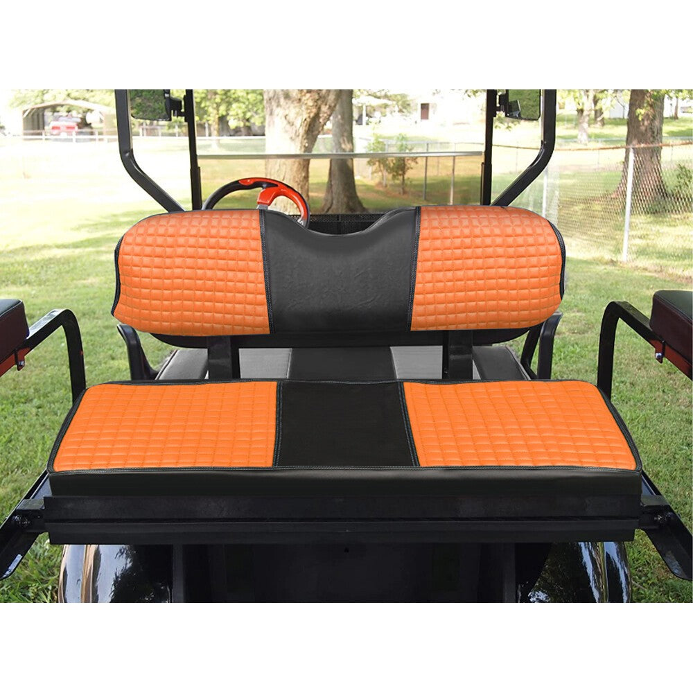 Orange Diamond Stitch Seat Covers Front & Rear for Golf Cart EZGO Medalist TXT