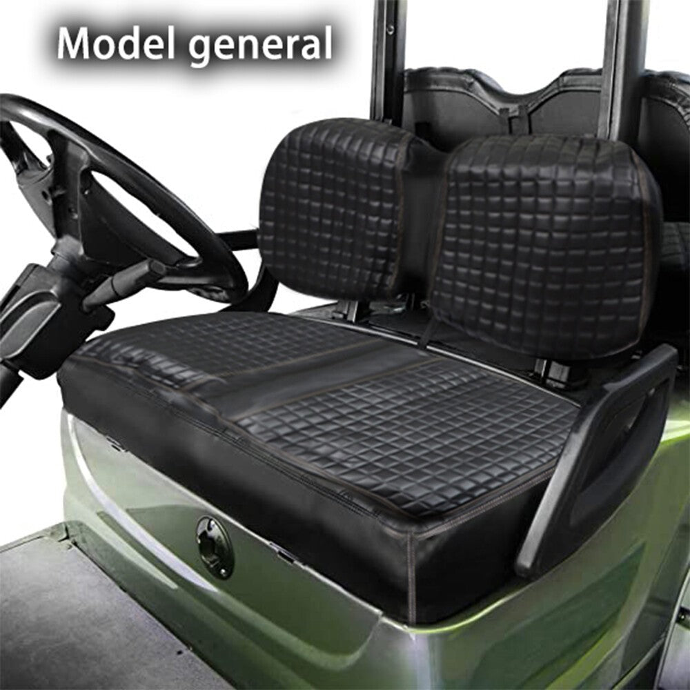 Golf Cart Front Seat Cover Black Diamond Stitch EZGO Club Car Yamaha PVC