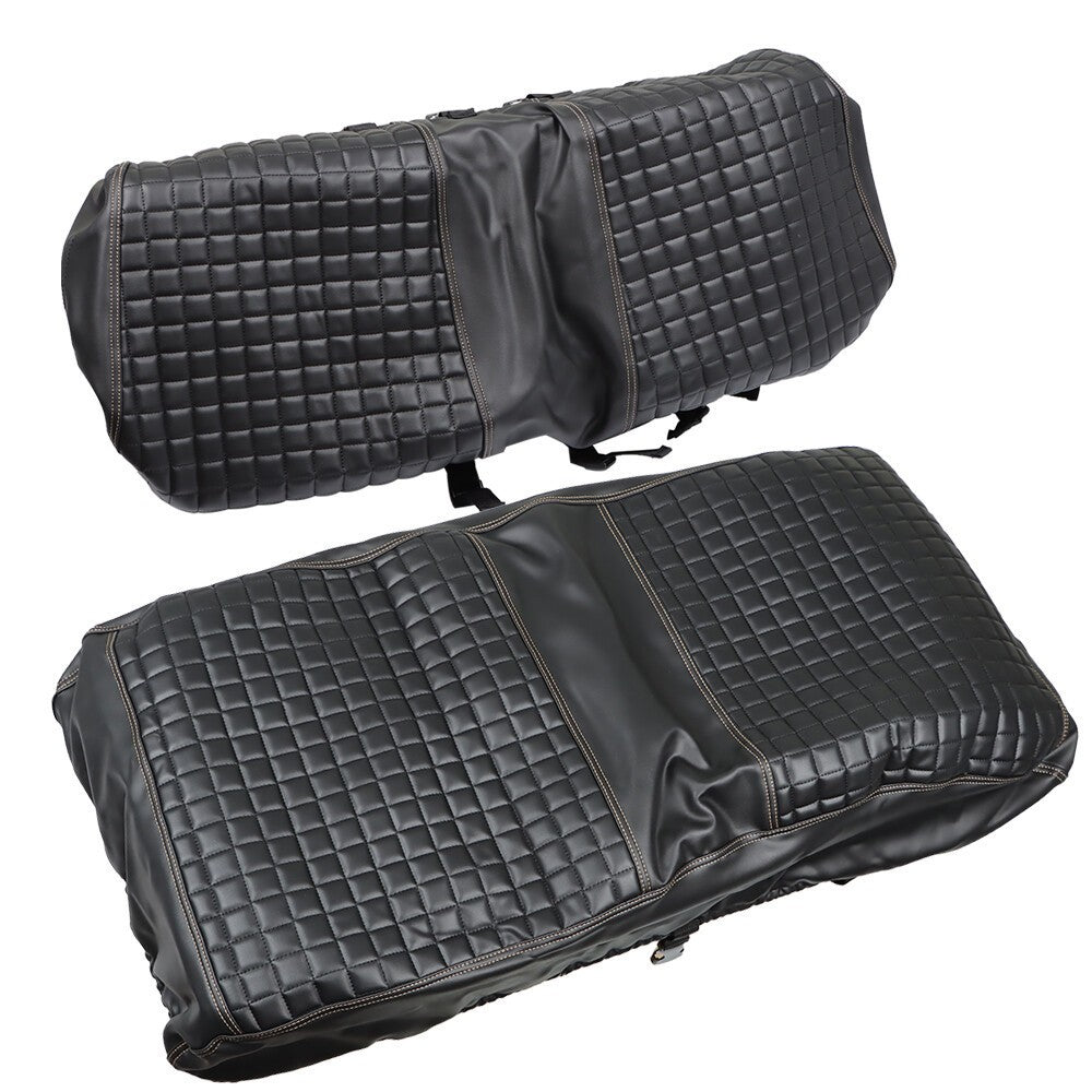 Golf Cart Front Seat Cover Black Diamond Stitch EZGO Club Car Yamaha PVC