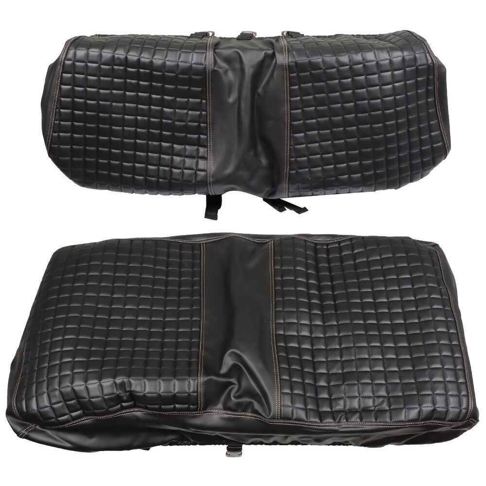 Golf Cart Front Seat Cover Black Diamond Stitch EZGO Club Car Yamaha PVC