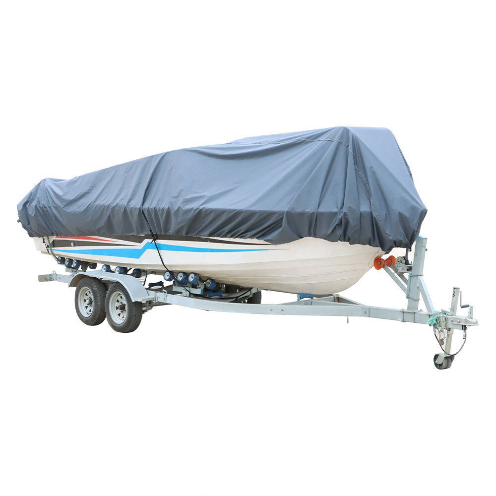Grey 600D Marine Grade Waterproof Boat Cover Heavy Duty Trailerable Canvas