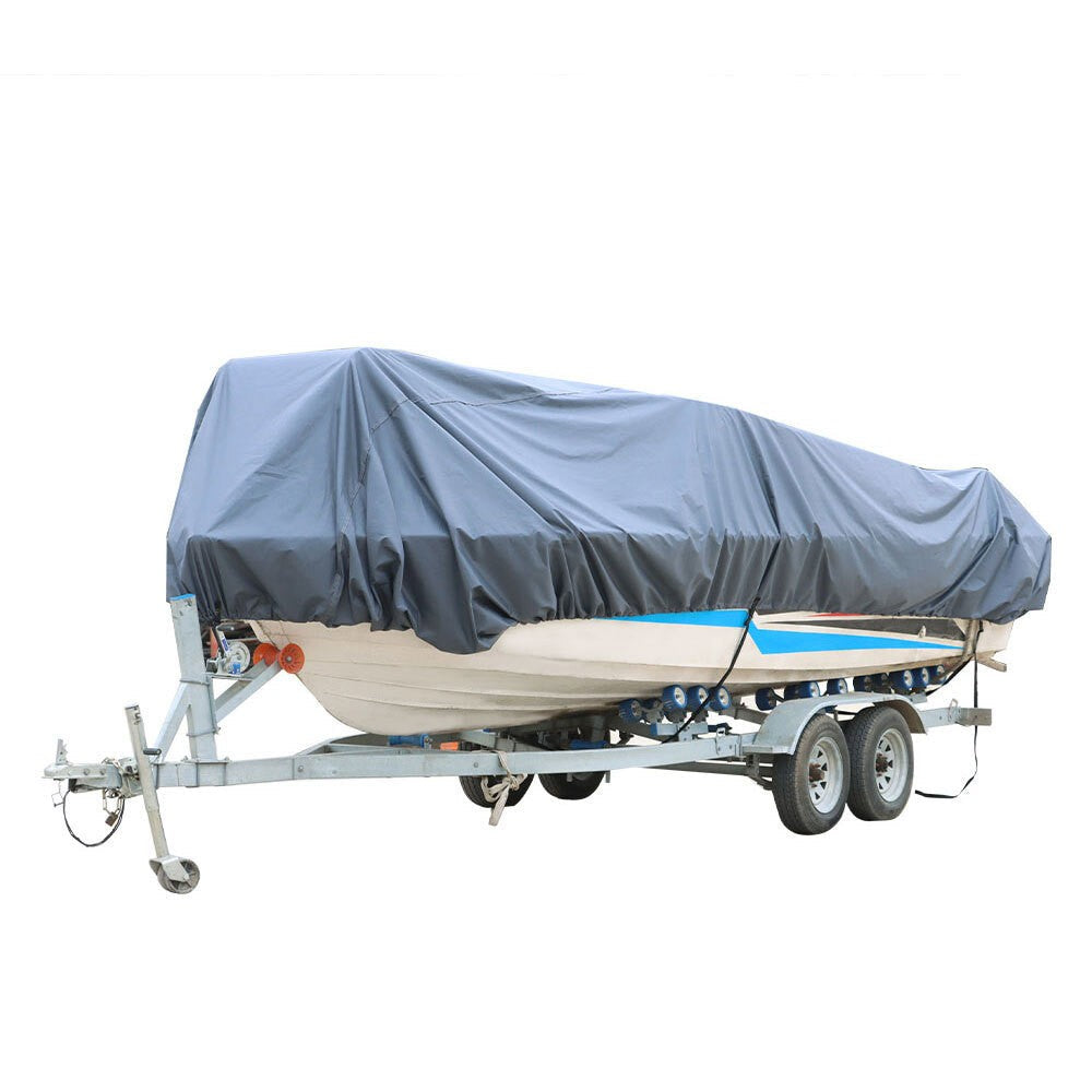 Grey 600D Marine Grade Waterproof Boat Cover Heavy Duty Trailerable Canvas