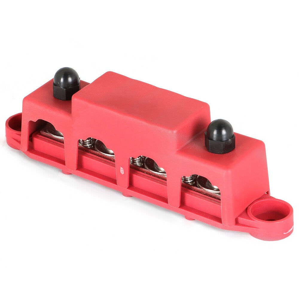 12V 250A 4 Post Red Busbar Power Distribution Block with Cover 5/16