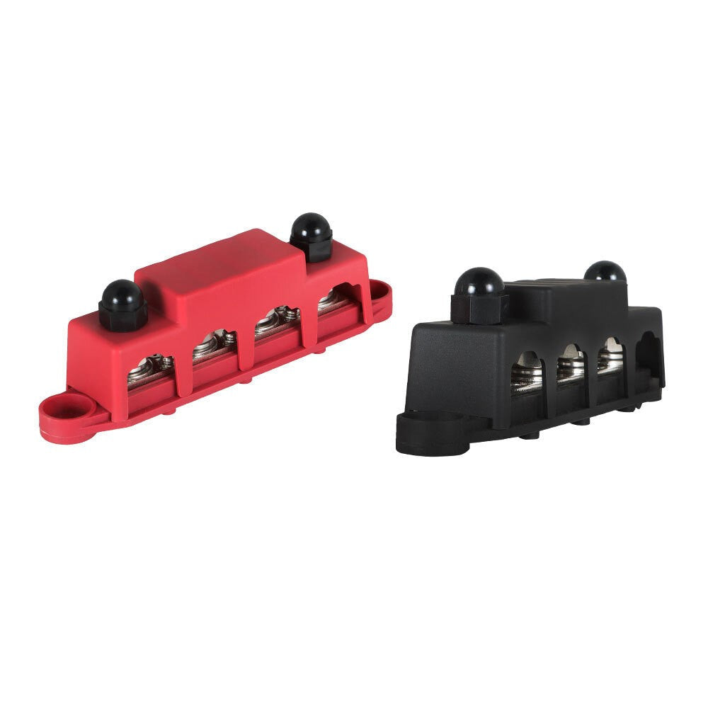 NEW 4 Post 12V 250A Busbar Power Distribution Red & Black Pair 3/8" Terminals