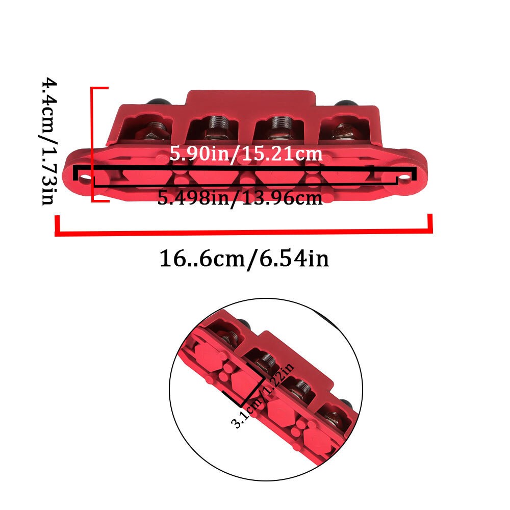 NEW 4 Post 12V 250A Busbar Power Distribution Red & Black Pair 3/8" Terminals