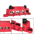 3/8" 250A 12V Red 4-Way Terminal Junction Block Busbar with Cover
