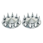 33mm Chrome Spiked Thread-On Nut Covers Front Axle Kit for Semi Truck