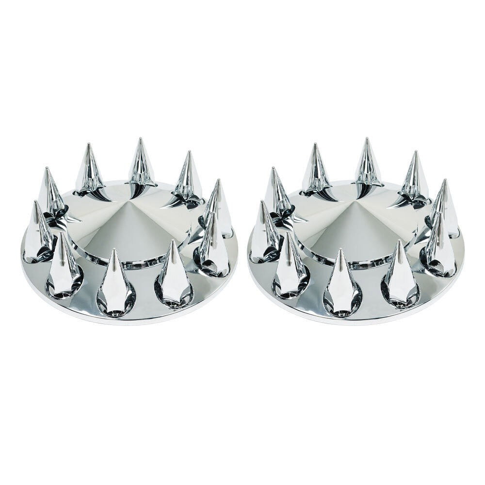 33mm Chrome Spiked Thread-On Nut Covers Front Axle Kit for Semi Truck