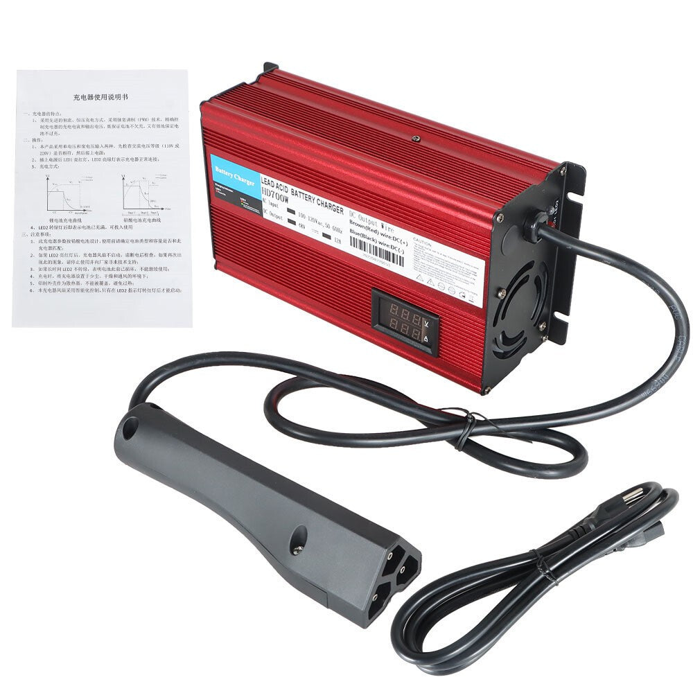 48V 12A Golf Cart Charger for EZGO RXV TXT Triangle 3-Pin Plug