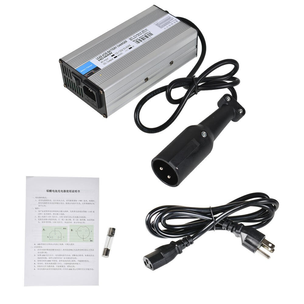 48V 6A Head Battery Charger with 3-Pin Plug for Club Car Ezgo Snap Scooters