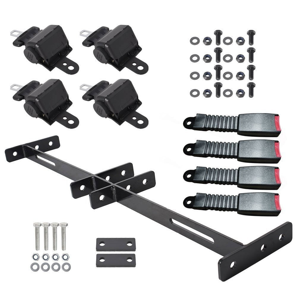 EZGO Yamaha Golf Cart Retractable Seat Belts with 4 Bracket Kit