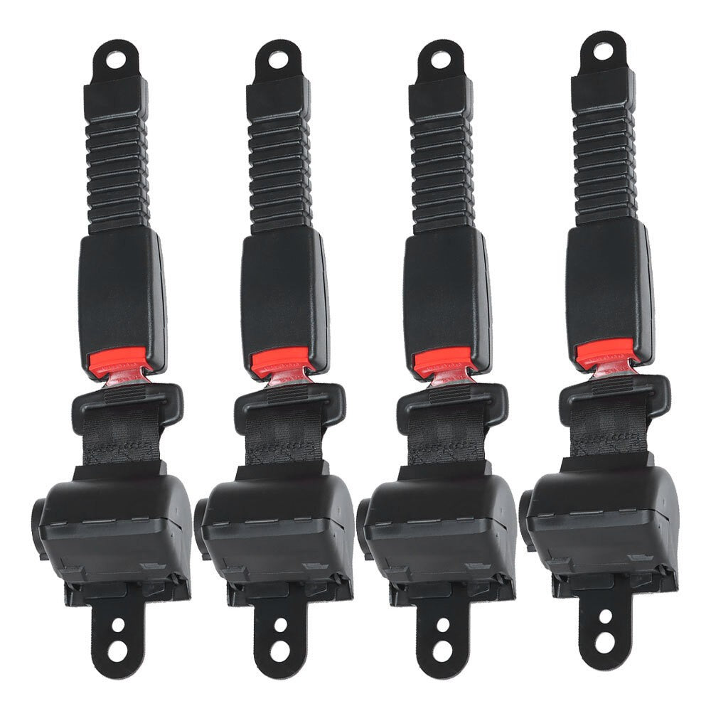 4 Retractable Golf Cart Seat Belts & Bracket Kit for EZGO Yamaha Club Car