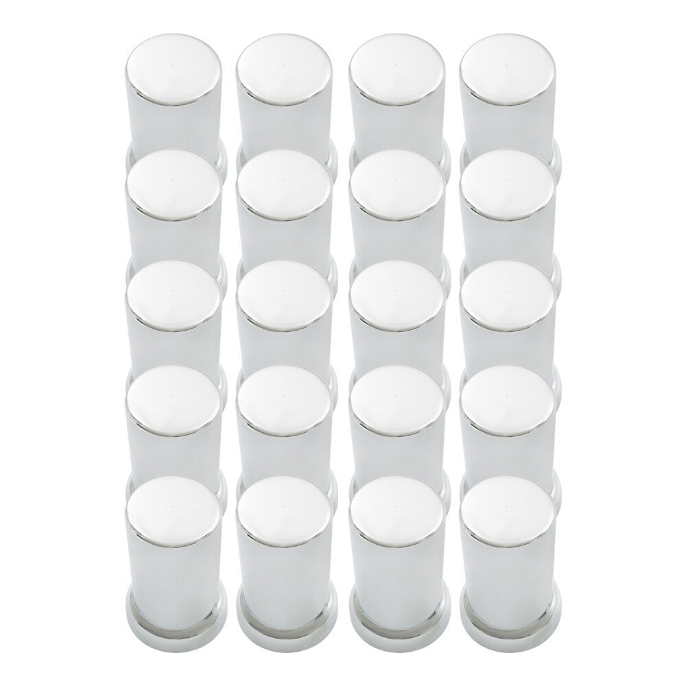 Chrome 20x33mm Lug Nut Covers Push-On Caps with 3-3/8" Flanged Height