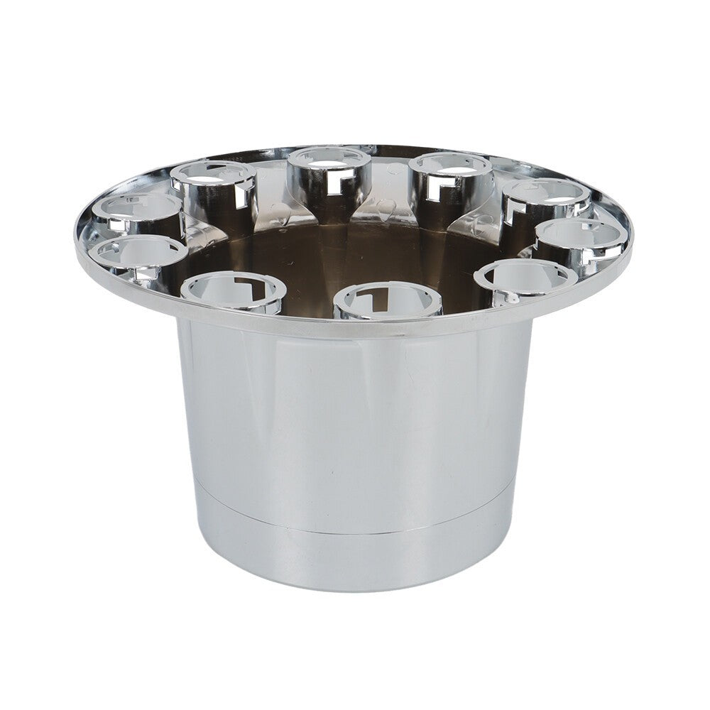 Chrome Hub Cap Kit with 2 Front & 4 Rear Wheels + 33mm Flat Head Lug Nuts
