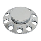 Chrome Hub Cap Kit with 2 Front & 4 Rear Wheels + 33mm Flat Head Lug Nuts