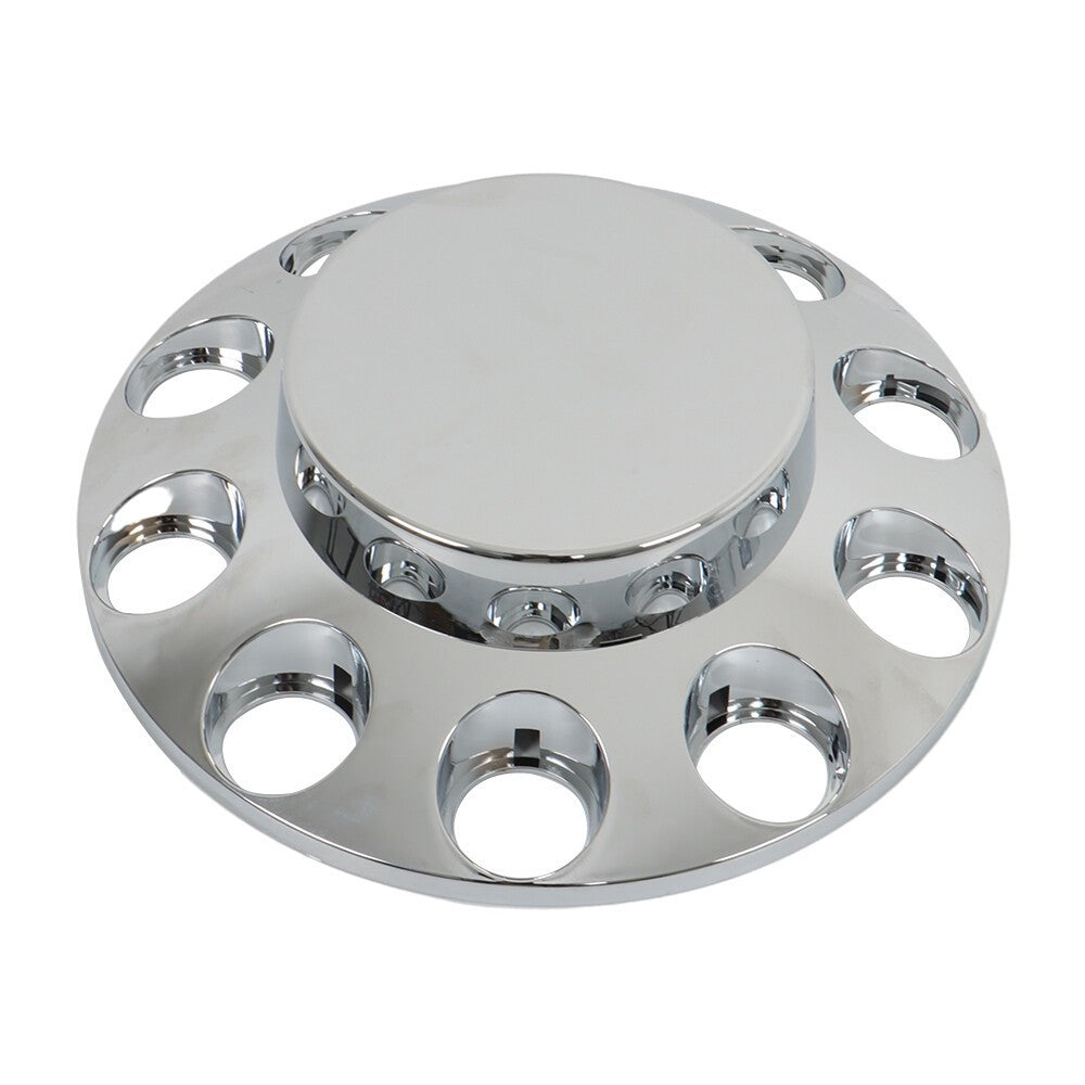 Chrome Hub Cap Kit with 2 Front & 4 Rear Wheels + 33mm Flat Head Lug Nuts