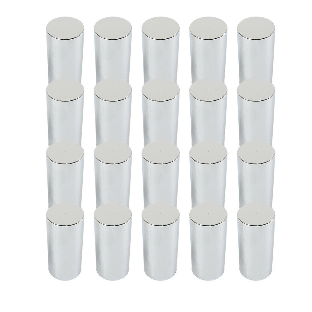 33mm Chrome Lug Nut Covers Tall Cylinder Screw-On Plastic 20 Pcs