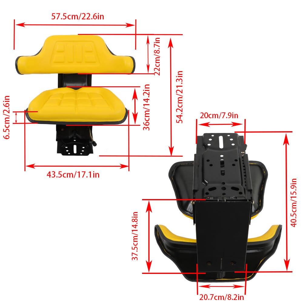 Yellow Tractor Suspension Seat for Ford, New Holland & John Deere 2530-2555