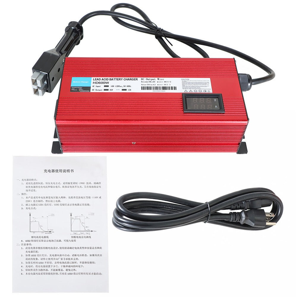 36V 12A EZGO Golf Cart Battery Charger with Anderson SB-50 Plug