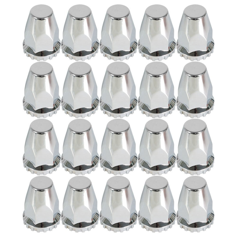 33mm Front Wheel Covers Hub Axle Semi Truck Satin Chrome ABS Plastic