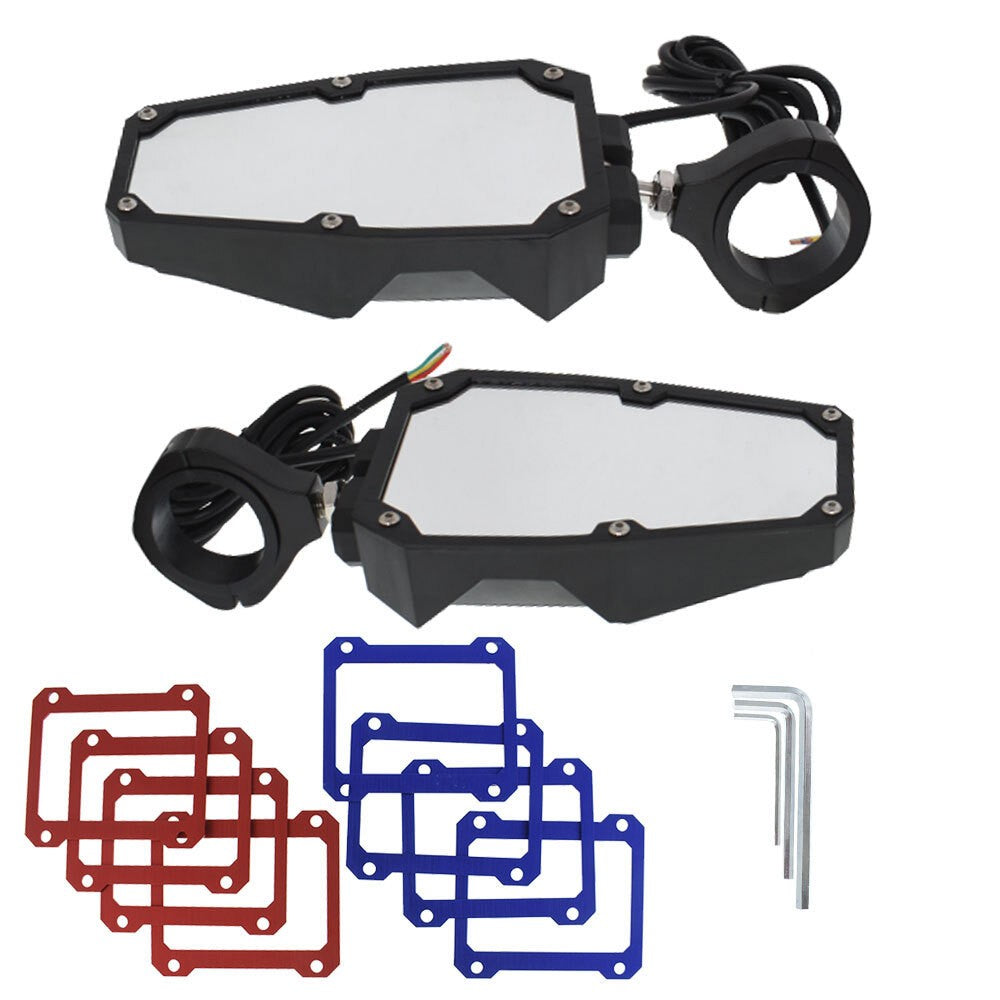 UTV Polaris RZR Rear View Side Mirrors w/ LED Lights Fit 1.75"-2" Roll Cage