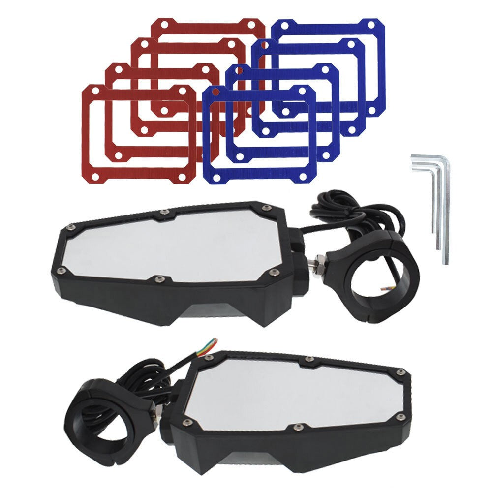 UTV Polaris RZR Rear View Side Mirrors w/ LED Lights Fit 1.75"-2" Roll Cage
