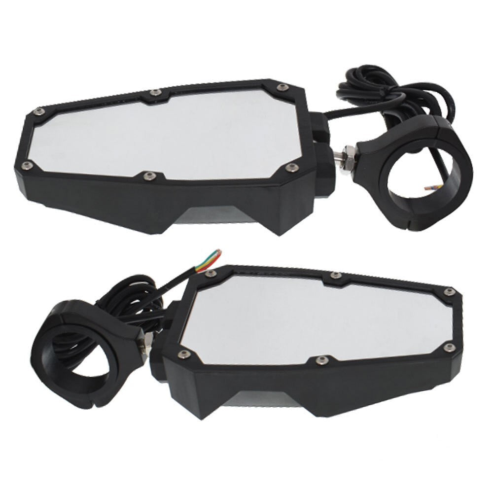 UTV Polaris RZR Rear View Side Mirrors w/ LED Lights Fit 1.75"-2" Roll Cage