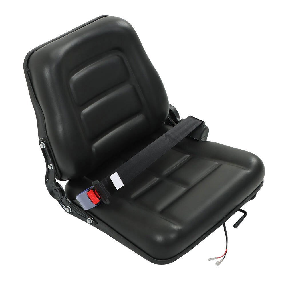 Adjustable Forklift Tractor Seat with Fold Down Back & Seatbelt Switch Universal