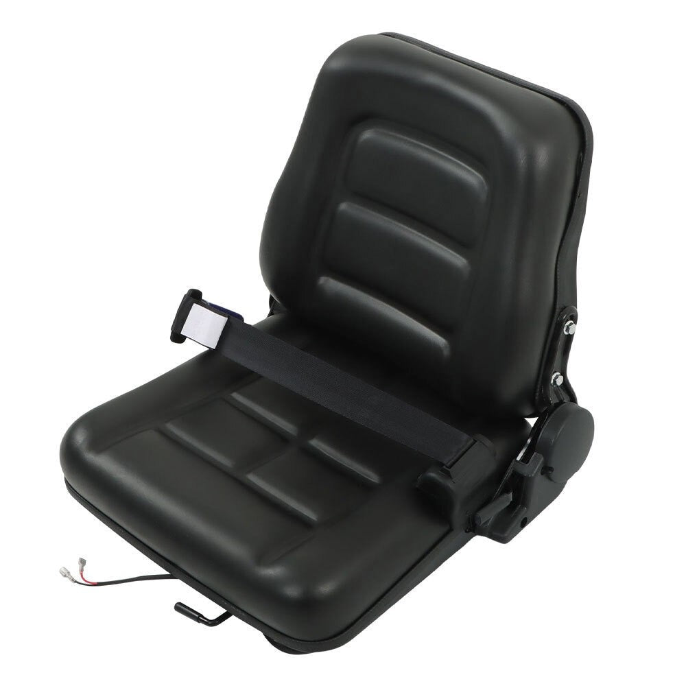 Adjustable Forklift Tractor Seat with Fold Down Back & Seatbelt Switch Universal