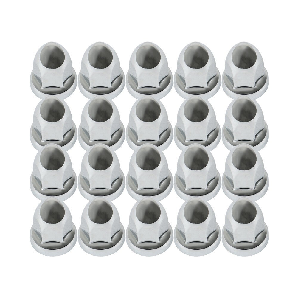 Set of 20 Chrome 33mm Truck Lug Nut Covers w/ Flange Push-On Caps 2-3/8" High