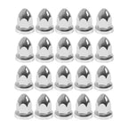 Set of 20 Chrome 33mm Truck Lug Nut Covers w/ Flange Push-On Caps 2-3/8" High