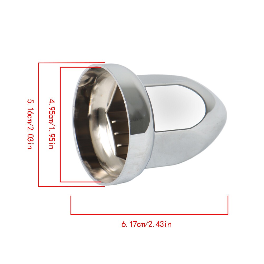 Set of 20 Chrome 33mm Truck Lug Nut Covers w/ Flange Push-On Caps 2-3/8" High