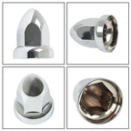 Set of 20 Chrome 33mm Truck Lug Nut Covers w/ Flange Push-On Caps 2-3/8" High