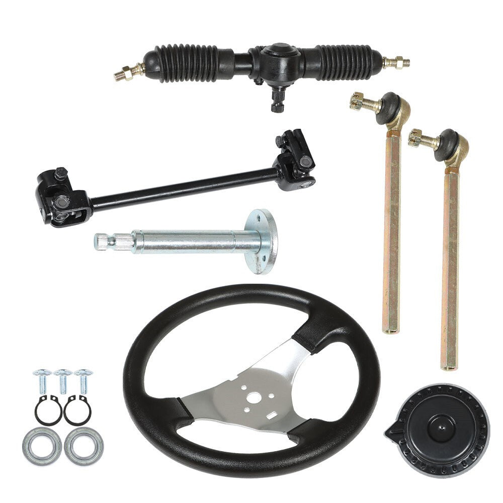 110cc Go Kart Steering Wheel Assembly Steel Gear Rack Pinion Set
