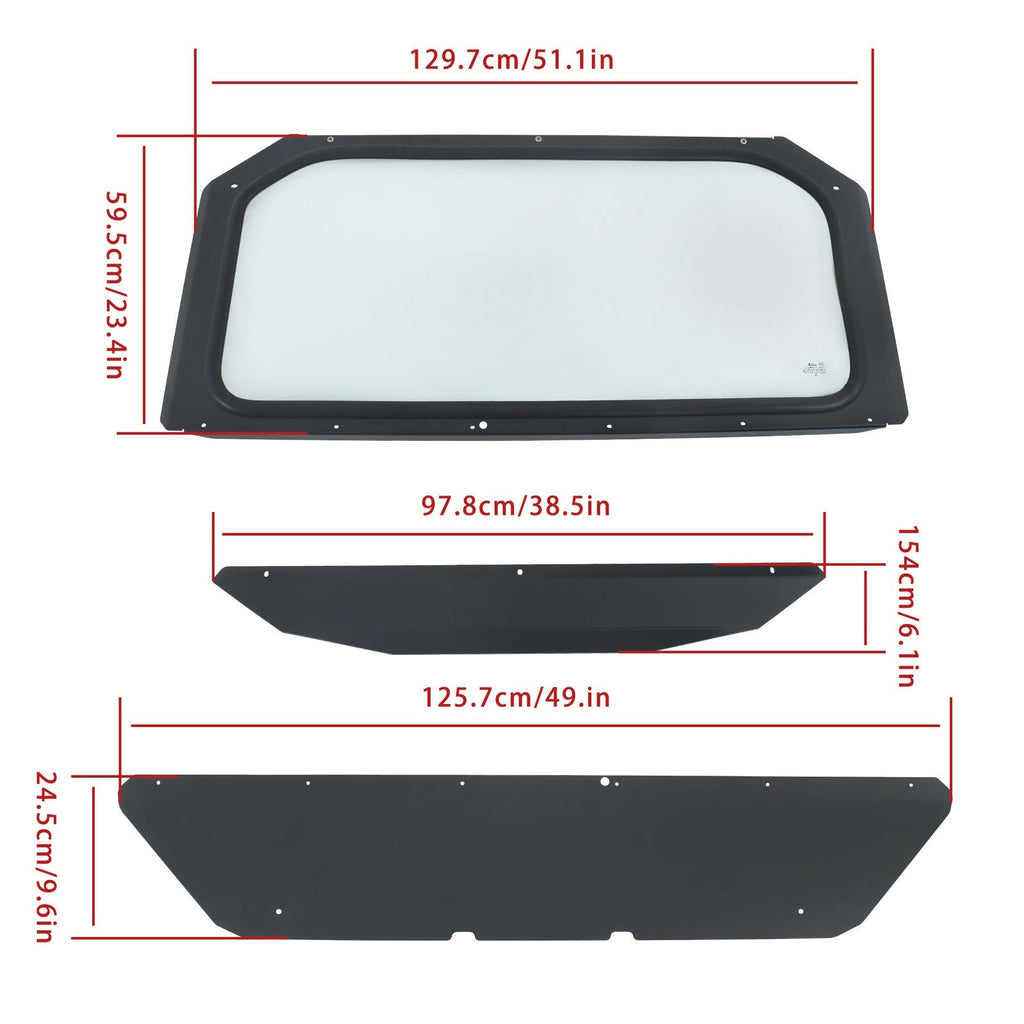 Full Glass Windshield with Sun Visor UV Protect for 17-24 Can-Am Maverick X3
