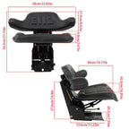 Black Tractor Suspension Seat with Armrest for Ford, New Holland & John Deere