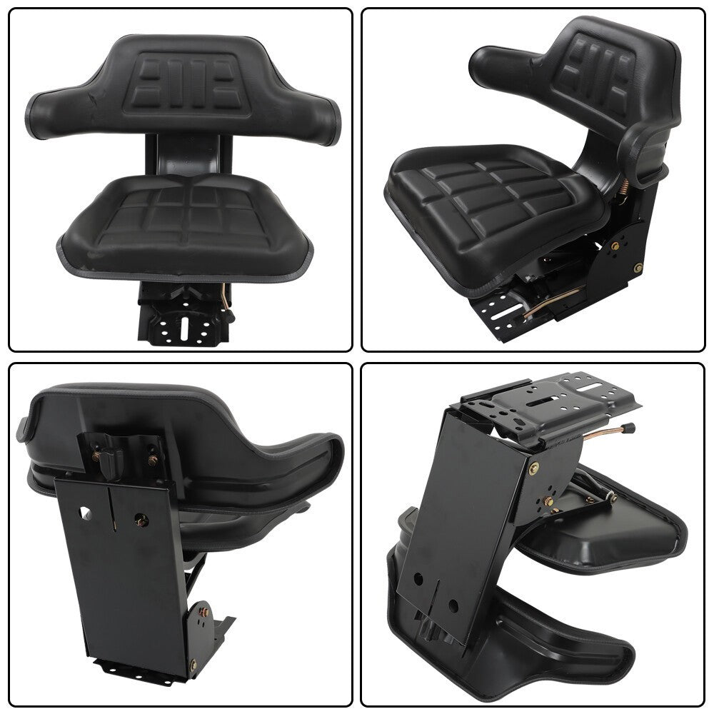 Black Tractor Suspension Seat with Armrest for Ford, New Holland & John Deere