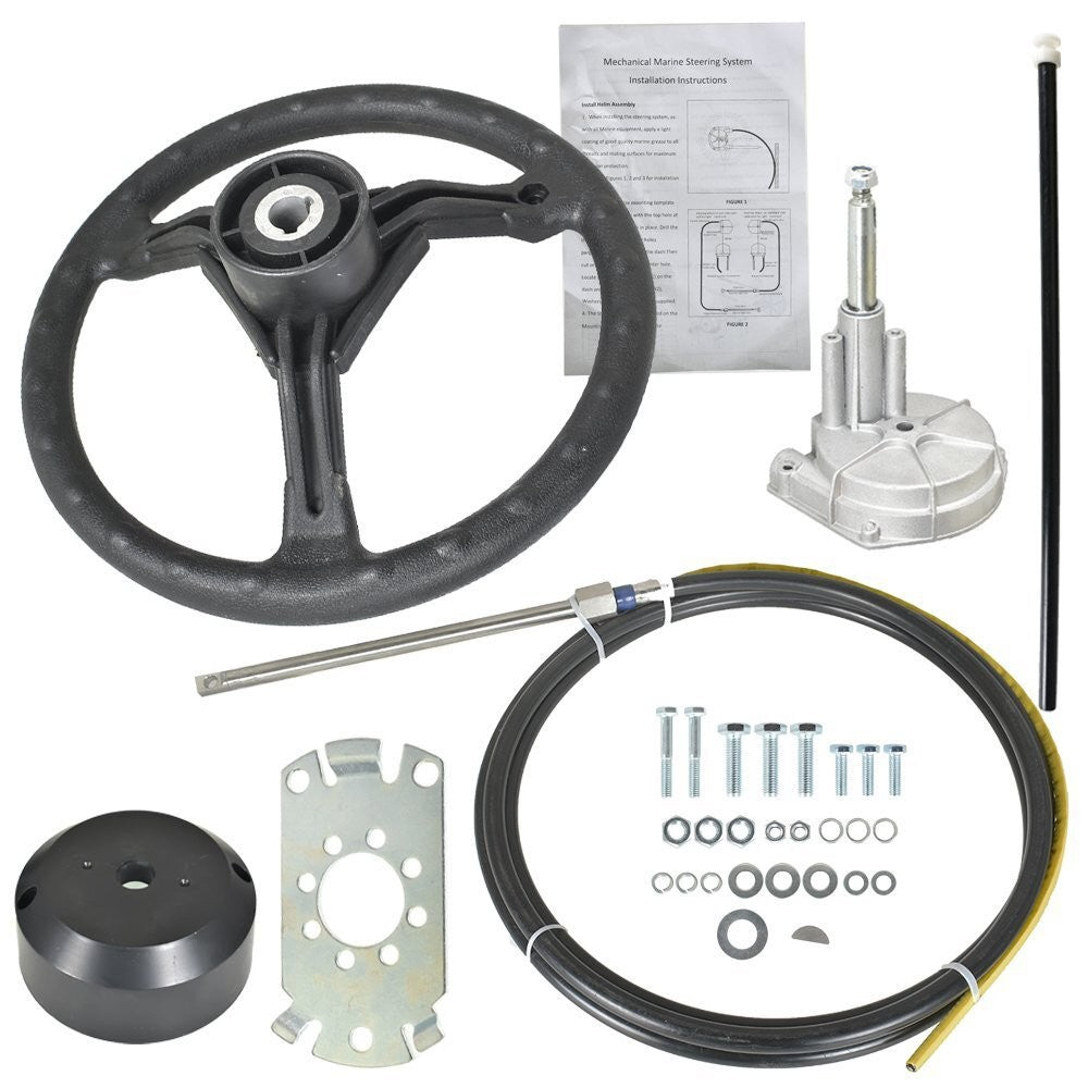 NEW 13.5" Boat Wheel & 13ft Rotary Steering Kit Outboard SS13713