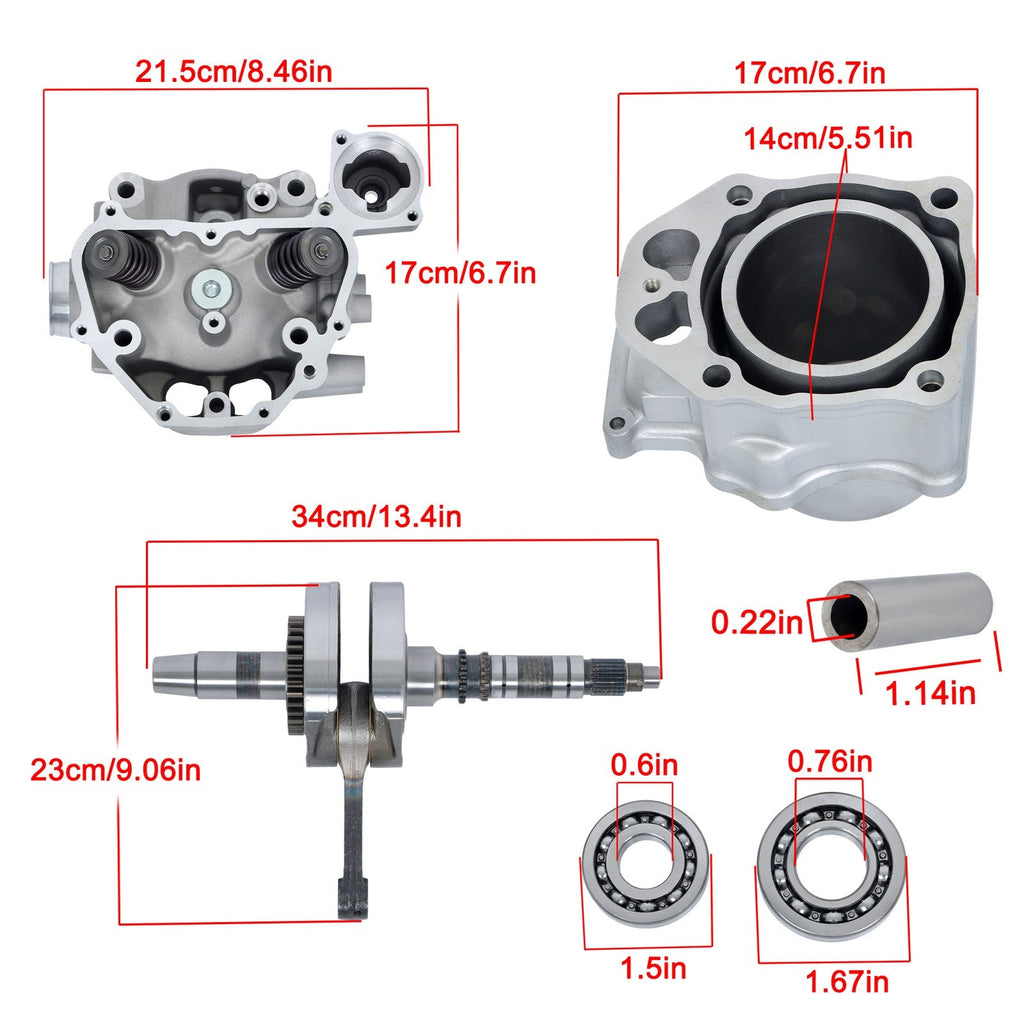 Honda TRX420 Engine Rebuild Kit Cylinder Head Crankshaft Bearings 2009-2024