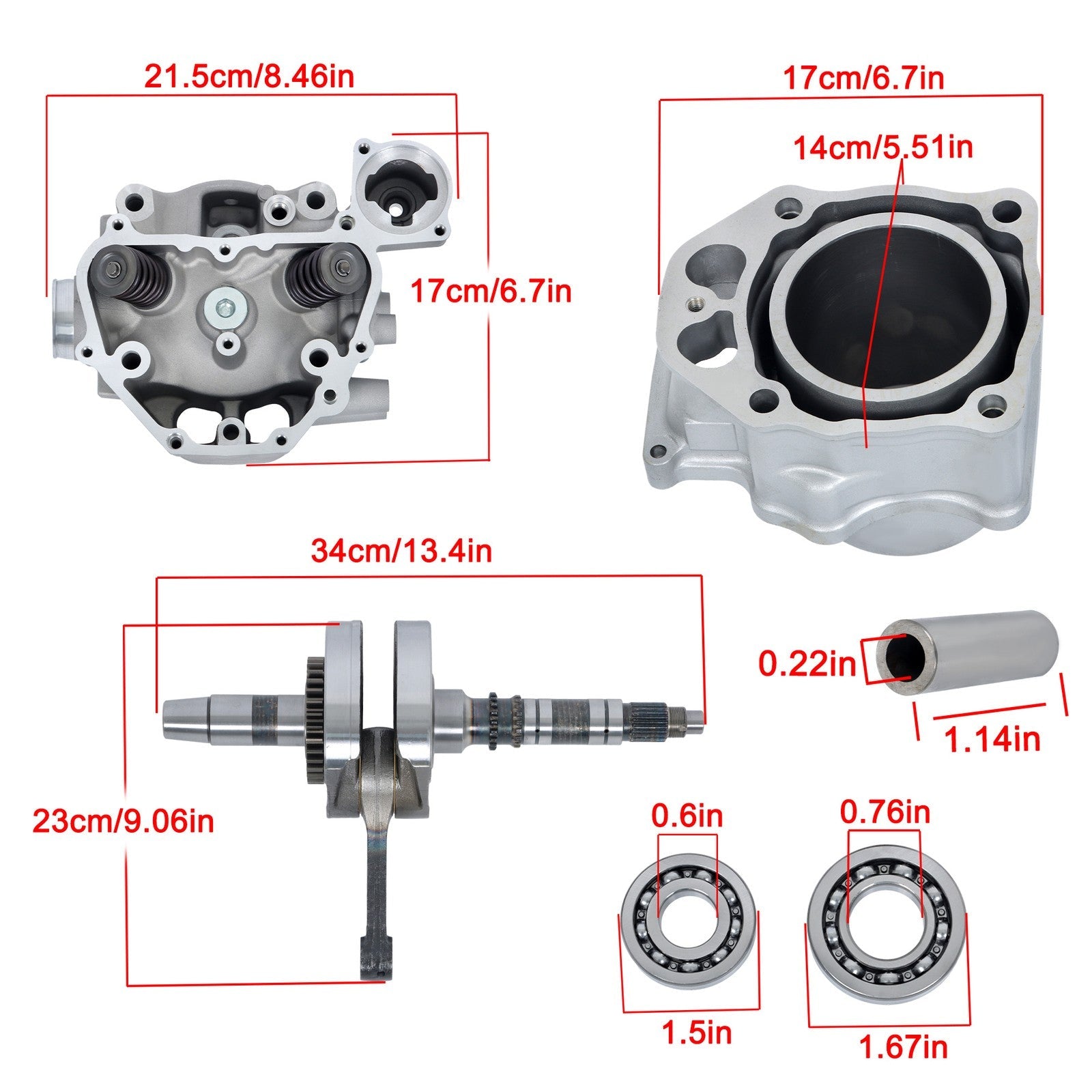 Honda TRX420 Engine Rebuild Kit Cylinder Head Crankshaft Bearings 2009-2024