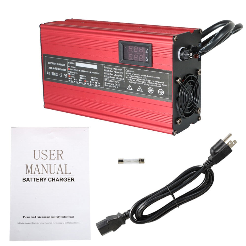 48V 10A Battery Charger for Club Car Golf Cart with 3-Pin Round Plug